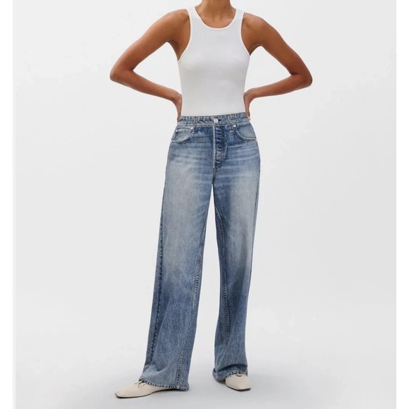 rag & bone Denim - Rag & Bone Womens Miramar Wide-Leg Sweatpant Jeans Pant Blue Light Wash 28